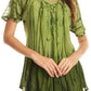Sakkas Siri Ombre Tie Dye Embroidered Sheer Cap Sleeve Relaxed Fit Tunic Top