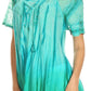 Sakkas Siri Ombre Tie Dye Embroidered Sheer Cap Sleeve Relaxed Fit Tunic Top