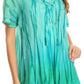 Sakkas Siri Ombre Tie Dye Embroidered Sheer Cap Sleeve Relaxed Fit Tunic Top
