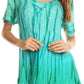 Sakkas Siri Ombre Tie Dye Embroidered Sheer Cap Sleeve Relaxed Fit Tunic Top