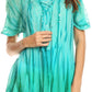 Sakkas Siri Ombre Tie Dye Embroidered Sheer Cap Sleeve Relaxed Fit Tunic Top