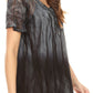 Sakkas Siri Ombre Tie Dye Embroidered Sheer Cap Sleeve Relaxed Fit Tunic Top