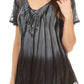Sakkas Siri Ombre Tie Dye Embroidered Sheer Cap Sleeve Relaxed Fit Tunic Top