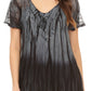 Sakkas Siri Ombre Tie Dye Embroidered Sheer Cap Sleeve Relaxed Fit Tunic Top