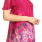 Sakkas Clarice Petite Raglan Lace Up Tie Dye Blouse with Embroidery and Sequins