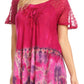 Sakkas Clarice Petite Raglan Lace Up Tie Dye Blouse with Embroidery and Sequins