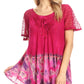 Sakkas Clarice Petite Raglan Lace Up Tie Dye Blouse with Embroidery and Sequins