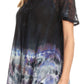 Sakkas Clarice Petite Raglan Lace Up Tie Dye Blouse with Embroidery and Sequins