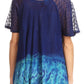 Sakkas Clarice Petite Raglan Lace Up Tie Dye Blouse with Embroidery and Sequins