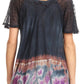Sakkas Clarice Petite Raglan Lace Up Tie Dye Blouse with Embroidery and Sequins