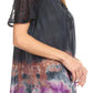 Sakkas Clarice Petite Raglan Lace Up Tie Dye Blouse with Embroidery and Sequins