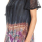 Sakkas Clarice Petite Raglan Lace Up Tie Dye Blouse with Embroidery and Sequins
