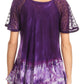 Sakkas Clarice Petite Raglan Lace Up Tie Dye Blouse with Embroidery and Sequins