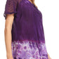 Sakkas Clarice Petite Raglan Lace Up Tie Dye Blouse with Embroidery and Sequins