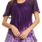 Sakkas Clarice Petite Raglan Lace Up Tie Dye Blouse with Embroidery and Sequins