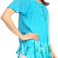 Sakkas Clarice Petite Raglan Lace Up Tie Dye Blouse with Embroidery and Sequins