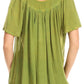 Sakkas Emma Crinkle V-neck Short Sleeve Top Blouse with Embroidery and Sequin