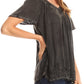 Sakkas Emma Crinkle V-neck Short Sleeve Top Blouse with Embroidery and Sequin
