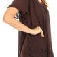 Sakkas Emma Crinkle V-neck Short Sleeve Top Blouse with Embroidery and Sequin