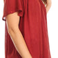 Sakkas Emma Crinkle V-neck Short Sleeve Top Blouse with Embroidery and Sequin