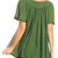 Sakkas Emma Crinkle V-neck Short Sleeve Top Blouse with Embroidery and Sequin
