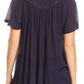 Sakkas Emma Crinkle V-neck Short Sleeve Top Blouse with Embroidery and Sequin