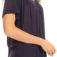 Sakkas Emma Crinkle V-neck Short Sleeve Top Blouse with Embroidery and Sequin
