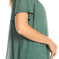 Sakkas Emma Crinkle V-neck Short Sleeve Top Blouse with Embroidery and Sequin