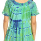 Sakkas Isayan Multi Color Embellished Tie Dye Sheer Cap Sleeve Tunic Top