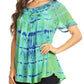 Sakkas Isayan Multi Color Embellished Tie Dye Sheer Cap Sleeve Tunic Top