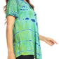 Sakkas Isayan Multi Color Embellished Tie Dye Sheer Cap Sleeve Tunic Top