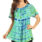 Sakkas Isayan Multi Color Embellished Tie Dye Sheer Cap Sleeve Tunic Top