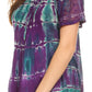 Sakkas Isayan Multi Color Embellished Tie Dye Sheer Cap Sleeve Tunic Top