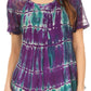 Sakkas Isayan Multi Color Embellished Tie Dye Sheer Cap Sleeve Tunic Top