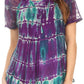Sakkas Isayan Multi Color Embellished Tie Dye Sheer Cap Sleeve Tunic Top