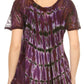 Sakkas Isayan Multi Color Embellished Tie Dye Sheer Cap Sleeve Tunic Top