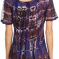 Sakkas Isayan Multi Color Embellished Tie Dye Sheer Cap Sleeve Tunic Top