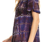 Sakkas Isayan Multi Color Embellished Tie Dye Sheer Cap Sleeve Tunic Top