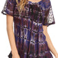 Sakkas Isayan Multi Color Embellished Tie Dye Sheer Cap Sleeve Tunic Top
