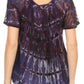 Sakkas Isayan Multi Color Embellished Tie Dye Sheer Cap Sleeve Tunic Top
