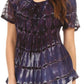 Sakkas Isayan Multi Color Embellished Tie Dye Sheer Cap Sleeve Tunic Top