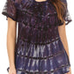 Sakkas Isayan Multi Color Embellished Tie Dye Sheer Cap Sleeve Tunic Top