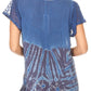 Sakkas Josea Relaxed Fit Tie Dye Embroidered Crepe Cap Sleeve Blouse | Cover Up