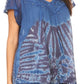 Sakkas Josea Relaxed Fit Tie Dye Embroidered Crepe Cap Sleeve Blouse | Cover Up