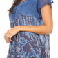 Sakkas Josea Relaxed Fit Tie Dye Embroidered Crepe Cap Sleeve Blouse | Cover Up