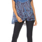 Sakkas Josea Relaxed Fit Tie Dye Embroidered Crepe Cap Sleeve Blouse | Cover Up