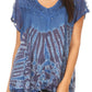Sakkas Josea Relaxed Fit Tie Dye Embroidered Crepe Cap Sleeve Blouse | Cover Up