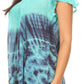 Sakkas Josea Relaxed Fit Tie Dye Embroidered Crepe Cap Sleeve Blouse | Cover Up