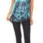 Sakkas Josea Relaxed Fit Tie Dye Embroidered Crepe Cap Sleeve Blouse | Cover Up