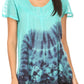Sakkas Josea Relaxed Fit Tie Dye Embroidered Crepe Cap Sleeve Blouse | Cover Up